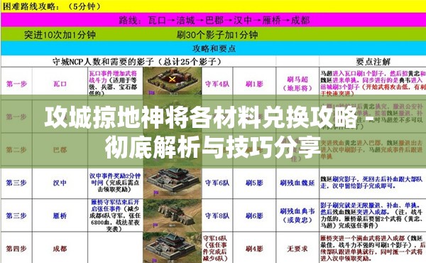 攻城掠地神将各材料兑换攻略 - 彻底解析与技巧分享