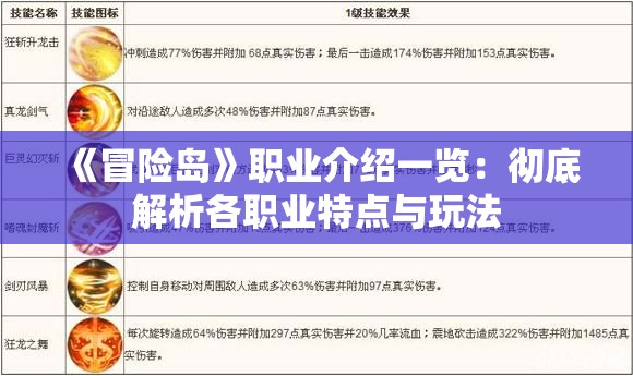 《冒险岛》职业介绍一览：彻底解析各职业特点与玩法